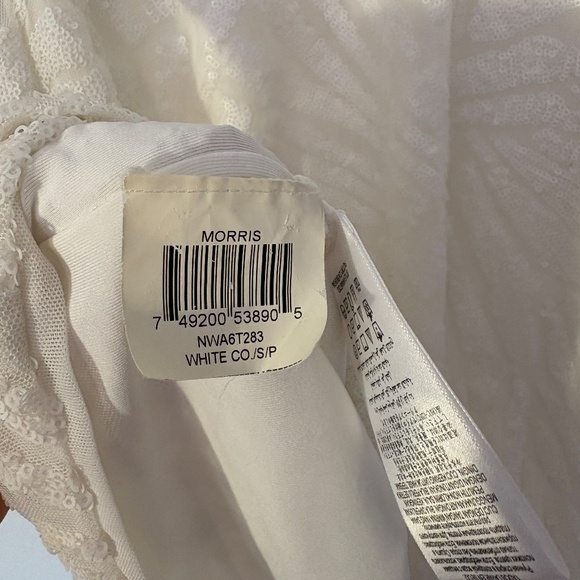 BCBG Max Azria Morris Sequin Dress Long Sleeves White Cocktail Party Size Small - Picture 11 of 14